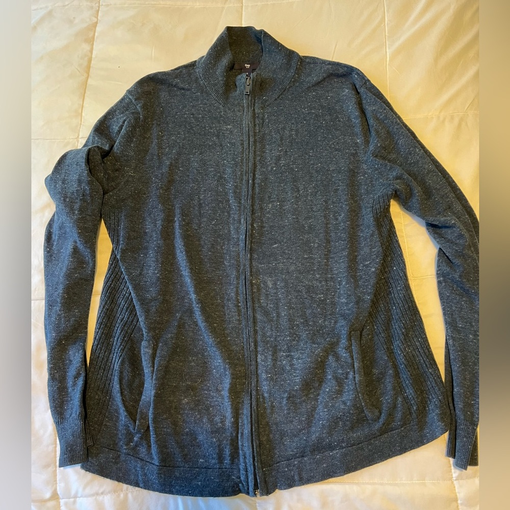 Men’s Gap Marled Blue Cardigan Sweater Cotton